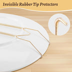 2 Pack Plate Hangers for Wall, Suitable for 6-8 inch Art Plate, Stainless Steel Invisible Heavy-Duty Wire Plate Holder with Wall Hooks, Display Hanger for Decorative Plates/Dishes/Platters(Gold)