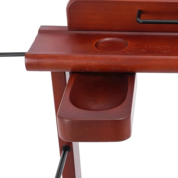 Clothes Valet Stand, Wood Valet Stand Suit Rack Stand with Drawer for Men/Women, Contour Hanger, Trouser Bar, Belt Hooks Shoe Rack, Freestanding Valet Stand (Reddish Orange)