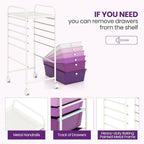 Giantex 6 Storage Drawer Cart Rolling Organizer Cart for Tools Scrapbook Paper Home Office School Multipurpose Mobile Utility Cart, Purple Gradient