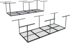 FLEXIMOUNTS 3x8 Overhead Garage Storage Rack,Adjustable Storage Organization System, Heavy Duty Metal Garage Ceiling Storage Racks, 2 pack, Black, Classic Series