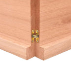 vidaXL Solid Oak Wood Bathroom Countertop, Light Brown, 47.2"x11.8"x(0.8"-1.6"), Treated Surface, Live-Edge Design, Versatile and Durable