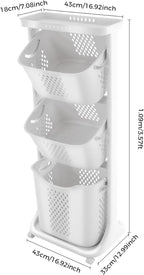 Laundry Basket Holder, 3-Tier Laundry Hamper Sorter with Wheels, Rolling Laundry Hamper Cart for Kitchens, Bathrooms, Bedrooms