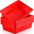 Hoteam 10 Pcs Flat Storage Organizer Tray Bin Letter Size Paper Tray for Classroom Plastic Stackable File Organizer for School Office Teacher Book Organization（ Red, 13.78 x 9.84 x 3.15 Inch）