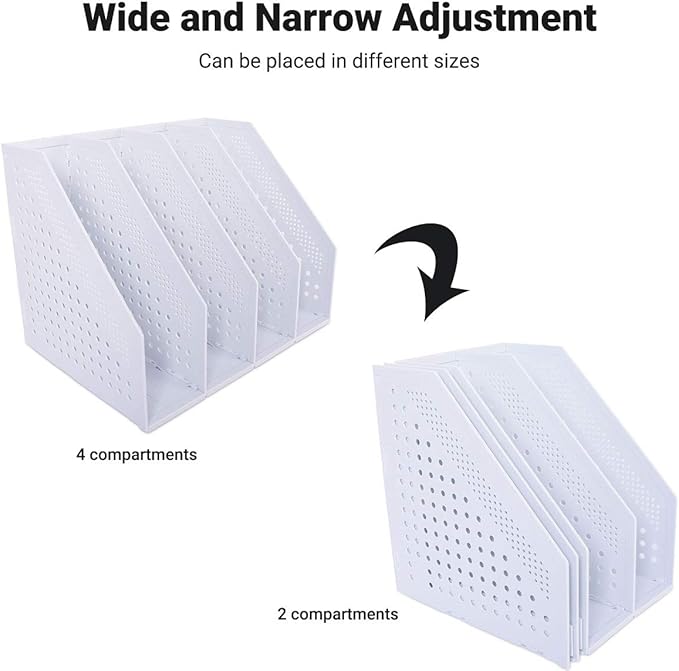 SAYEEC Desktop Collapsible File Magazine Folder Holder 4 Compartment Plastic Hollow Documents Foldable Organizer Files Cabinet Shelf Frames Dividers Rack Display and Storage