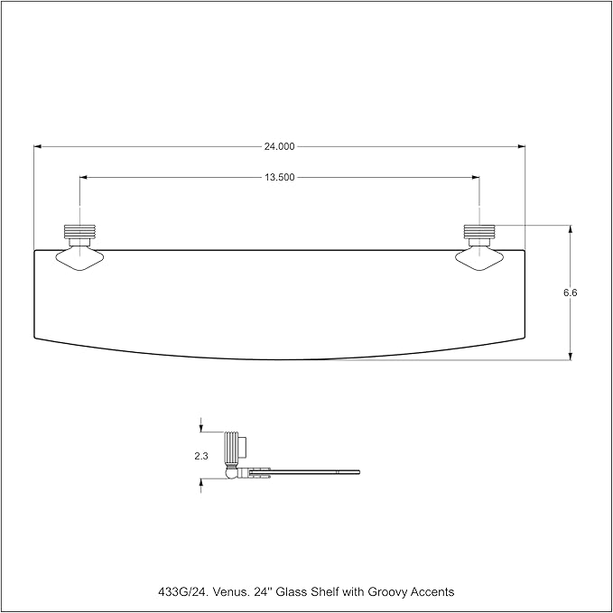 Allied Brass 433G/24-GLT Venus Collection 24 Inch Glass Shelf with Grooved Accents, Glokzin Teal