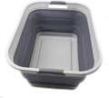 SAMMART 42L(11 gallon) Collapsible Plastic Laundry Basket-Foldable Pop Up Storage Container/Organizer-Portable Washing Tub-Space Saving,Water capacity 34L(9 gallon) (1 Rectangular - strengthen, Grey)