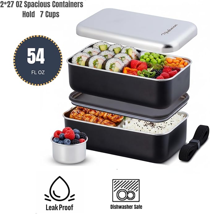 Leak Proof Stainless Steel Bento Box, Stainless Steel Lunch Box For Adults, Metal Bento Box, Japanese Lunch Container, Large With Compartment, Korean Bentobox, Non Toxic, Microwave Safe