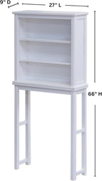 Alaterre Furniture Dorset Over-the-Toilet Storage Cabinet Set – Space-Saving Open Wall Cabinet with Adjustable Shelves, Zinc Metal Hinges, and Nylon Floor Levelers (White)