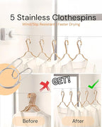 Retractable Clothesline 16.7 ft – Heavy-Duty 44 lb, Rust-Proof Stainless Steel, Wall-Mounted Indoor/Outdoor Laundry Line, Easy Install for Bathroom, Balcony & Apartment (White, Single Line)