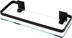 KES Bathroom Wall Shelf Aluminum Extra Thick Tempered Glass Rectangular 1 Tier Basket Wall Mounted Black, A4126A-BK