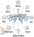 Foldable Drying Rack with 40 Clips for Drying Socks Lingerie Baby Clothes Drying Towels Rotatable Sock Drying Rack (Blue)
