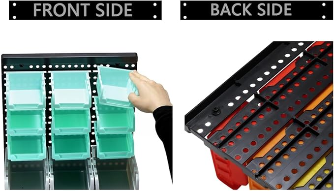 Wall Mounted Storage Bins Parts Rack 2 Colors Garage Plastic Shop Tool Organizer, ABS Plastic Garage Rack, Screw Storage 30 Bins