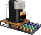 Coffee Pod Holder Drawer Organizer Vertuo Capsules Storage Organizer with Sliding Drawer Compatible For Nespresso Vertuo Pods, Holds up to 56 Small or 28 Big Vertuo Pods Rustic Brown