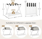 Luggage Rack for Guest Room - Set of 2 Full Assembled 26.77" L Luggage Rack Stand for Suitcases, Foldable Luggage Holder with Shoe Shelf for Bedroom, Hotel (White Bamboo Suitcase Stands)