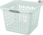 Sterilite Laundry Basket, Plastic Clothes Hamper, Large Square Bin with Comfort Grip Handles and Reinforced Rim, 1.5 Bushel Capacity, Mint, 24 Pack