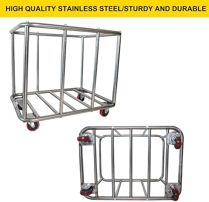 Laundry Cart Commercial,11.35 Bushel Large Industrial Rolling Laundry Hamper with 4 Inch Wheels,Home Heavy Duty Laundry Baskets with Stainless Steel Frame, 260 LBS Load