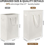 Chrislley 25-Inches Slim Laundry Hamper 60L Narrow Laundry Basket with Handle Foldable Dirty Clothes Portable Skinny Hamper Organizer Storage Bins (Beige)