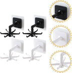 BESTOYARD 4pcs 360° Rotatable Kitchen Utensil Hooks, Under Cabinet Wall Hangers for Hanging Utensils and Masks, Black White, Space-Saving Storage for Home Kitchen Organization