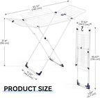 APEXCHASER Clothes Drying Rack, Metal Drying Rack Clothing, Laundry Rack Foldable, Space-Saving, Free-Standing Airer with 4 Gullwings, Indoor Outdoor Use, 55.12"*37.8"*17.52", White