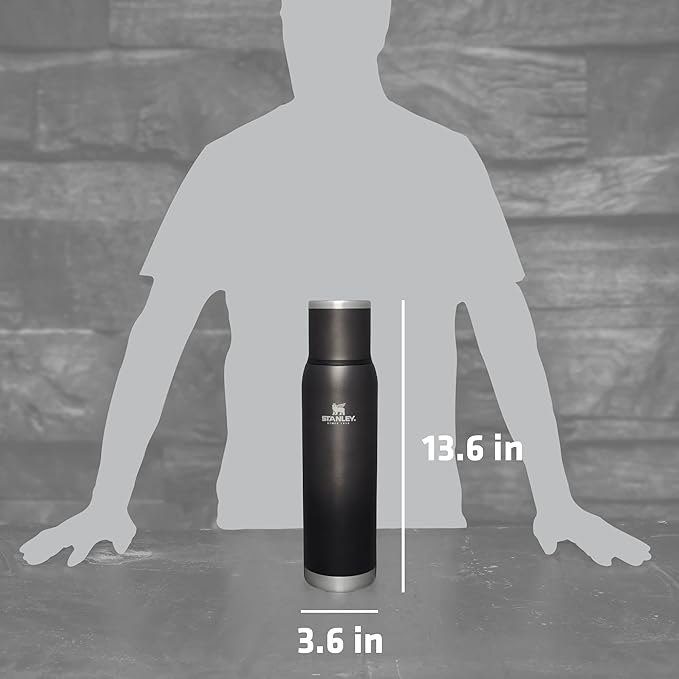 Stanley Adventure-To-Go Vacuum Bottle 1.4 qt | Wide Mouth with Leakproof Cup Lid | Keep Drinks Hot or Cold | Packable for Travel | Insulated Stainless Steel Thermal Bottle | BPA-Free | Charcoal Glow