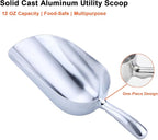 12 OZ Cast Aluminum Utility Scoop, One-Piece Solid Ice Scoop for Ice Bucket, Bar, Kitchen, Multipurpose Food Scooper for Flour, Sugar, Popcorn, Dog Food (Silver) (12OZ)
