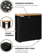StorageWorks Large Toilet Paper Storage with Bamboo Lid, Toilet Paper Holder Basket for Up to 12 Mega or 16 Regular Size Rolls, Paper Storage Baskets for Bathroom, Black, 1 Pack