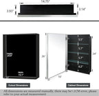 Modern Medicine Cabinet Mirror Storage for Bathroom Bedroom Surface/Recessed Mount with 3 Shelves (16"x26", Brushed Silver)