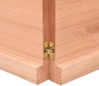 vidaXL Bathroom Countertop - Versatile Solid Oak Wood, Ready-to-use Varnished Finish, Light Brown, 55.1"x15.7"x(0.8"-1.6"), Handmade Live Edge Desk/Table/Shelf/Cabinet Top