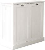Two-Compartment Tilt-Out Laundry Sorter Cabinet,Bathroom Storage Organize Cabinet with 2 Removable Hamper Clothes Basket (White)