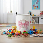 Baby Laundry Basket Baby Nursery Hamper Kids Laundry Basket Toy Storage Bin for Boys Room Decor Gift Baskets for Bedroom Bathroom(Bowknot Baseball)