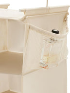 MAX Houser 5 Shelf Hanging Closet Organizer, Space Saver, Cloth Hanging Shelves with 4 Side Pockets, Foldable, Beige