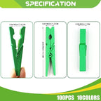100 Pack Clothes Pins Wooden 2.9 Inch, Clothespins Wood Colorful Clothing Pins for Crafts Classroom Pictures Green