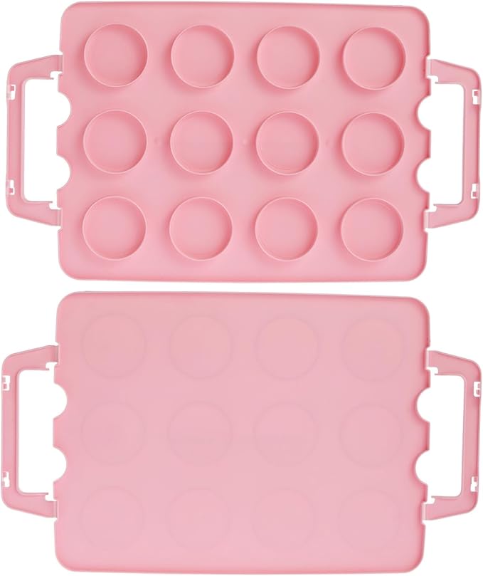 Juvale 3-Tier Cupcake Carrier - Airtight Plastic Container for Baking - Stackable Cupcake Containers & Removable Trays - Portable Cake Transport Holder - Holds 36, Pink, 13.5"x10.25"x10.75"