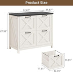 Lateral File Cabinet with 4 Drawers, Farmhouse File Cabinet for Letter/A4 Size Hanging Files, Large Wood File Storage Cabinets Printer Stand for Home Office Cabinets, Rustic White and Black