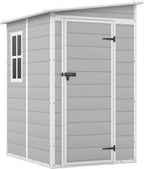 Patiowell 5x4 FT Outdoor Storage Shed with Floor, Resin Outside Storage Shed with Floor & Lockable & Window Door for Patio Furniture, Garden Tools and Bicycle, Light Gray