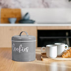 Gray Cookie Jar for Kitchen Counter, 1 Gallon Vintage Cookie Jar with Airtight Lid, Large Food Storage Container for Candy, Cookies, Dessert, Farmhouse Kitchen Decor and Accessories