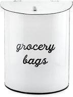 AuldHome Design Rustic Grocery Bag Holder; Wall-Mounted Vintage Enamelware Farmhouse Style Plastic Bag Dispenser for Kitchen or Laundry Room