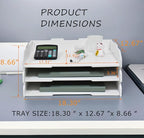 A3 Stackable Paper Tray, 3 Tier Desk File Organizer, Desktop Organizer for Office Supplies, File Storage, Letter Organizer /A3 Office File Folder,Home or Office School, White (Landscape-White-3-Tier)