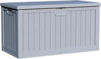 Patiowell 230 Gallon Large Deck Box, Outdoor Lockable Storage Box with Divider, Waterproof and UV-Resistant Deck Box for Patio Furniture and Garden Tools, Grey