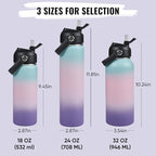 24oz Insulated Stainless Steel Water Bottle, Wide Mouth Double Wall Vacuum, Silicone Straw, Sweat & Leak Proof, BPA Free Insulated Water Flask for Travel, Keep Cold 24h Hot 12h, Pink