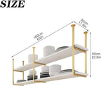 Ceiling Shelf, Floating Shelves Kitchen Storage Wine Rack, Industrial Ceiling Mount Shelf 2 layer, Wine bottle, Wine Glass, Dish Storage Rack, for Restaurant, Bar, Kitchen (63×11.8×23.6in,Black)