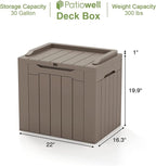 Patiowell 30 Gallon Resin Deck Box, Outdoor Storage Box for Patio Furniture, Deliveries, Pool Supplies,Waterproof and Lockable, Brown