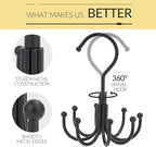 2 Pack Belt Hanger, Space Saving Belt Organizer for Closet, Max 48 Storage Capacity, Rotating Belt Rack Closet Organizers and Storage for Hanging Belt, Ties, Black
