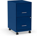 STAPLES 2-Drawer Vertical File Cabinet, Letter Size Documents, Lockable & Mobile, 18" D x 14" W x 26.3" H, Blue