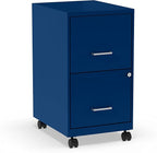 STAPLES 2-Drawer Vertical File Cabinet, Letter Size Documents, Lockable & Mobile, 18" D x 14" W x 26.3" H, Blue