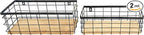 Metal Wire Basket Detachable Wood Base Storage Organizer Farmhouse Hanging Basket for Kitchen Cabinets, Bathroom, Pantry, Laundry Room Set of 2,Black Color