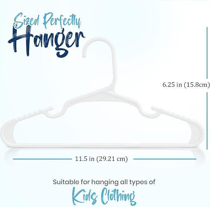 Utopia Home 40 Pack Kids Hangers - 11.5 Inch Plastic Baby Hangers for Closet - Childrens Hanger for Clothes & Infant Hanger for Closet - for Everyday Standard Use (White)