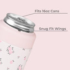 HydroJug Standard Can Cooler - 2-in-1 Insulated Can Cooler Cup - Stainless Steel Can Holder with Non-Slip Rubber Base - Screw-Top Lid - Dishwasher Safe - 16oz, Wildrose