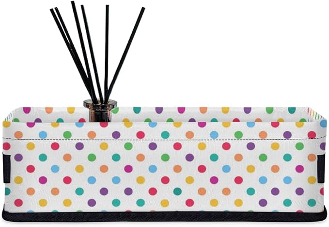 Colorful Polka Dot Bathroom Storage Baskets Waterproof Bathroom Counter Organizer Decorative Toilet Paper Storage Basket for Organizing for Bathroom Living Room Decor