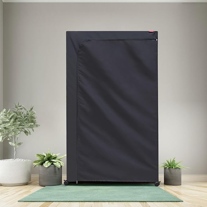 Waterproof Dustproof Shelving Cover for Wire Shelf, 36" W x 24" D x 72" H – Heavy Duty Oxford Fabric with Clear Front & Two-Way Zipper for Pantry, Basement, Utility Room (Black, Cover Only)